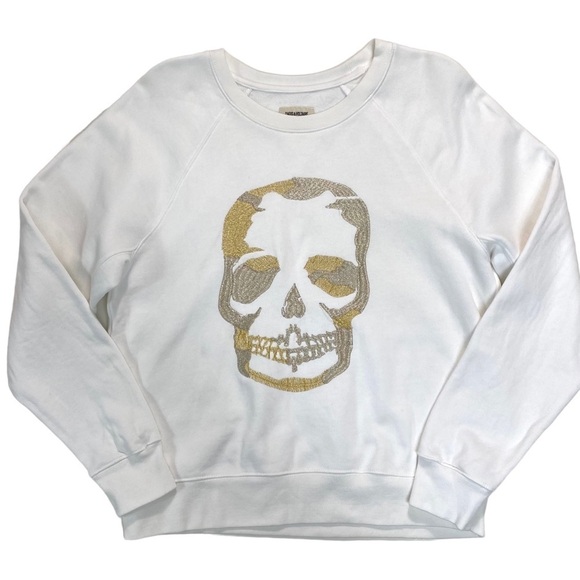 ZADIG & Voltaire Upper Skull Glitter Embroidered SweatShirt in White Size XS - Picture 7 of 10